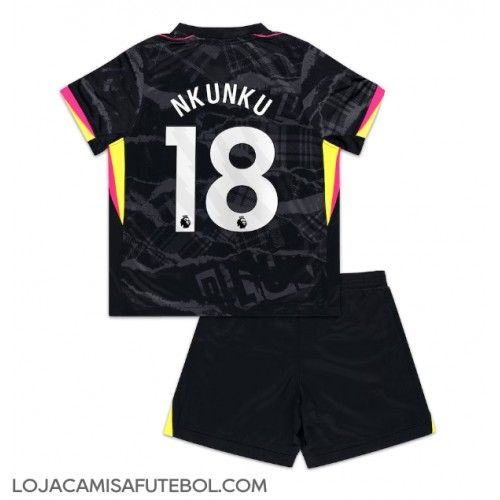 Camisa de Futebol Chelsea Christopher Nkunku #18 Equipamento Alternativo Infantil 2024-25 Manga Curta (+ Calças curtas)